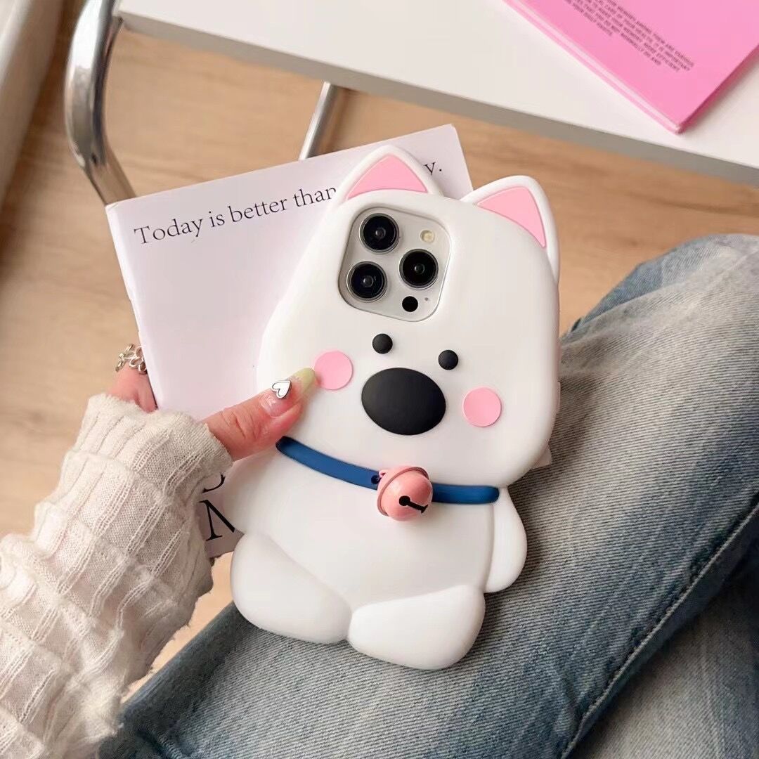 Cute Bell Little White Dog Phone Case - Image 4