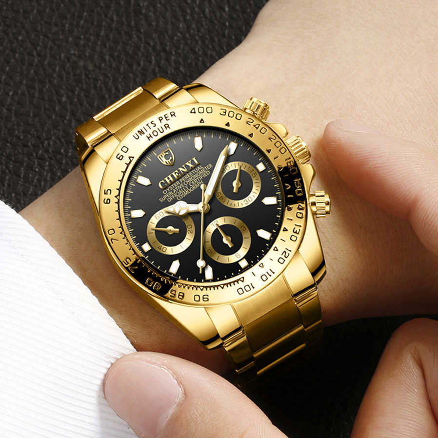 Men's Electroplating Gold Luminous Waterproof Watch
