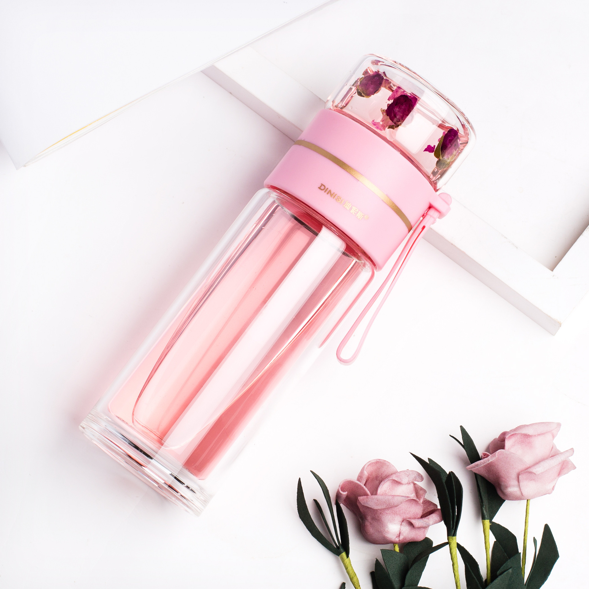 Leakproof Glass Water Bottle with Tea Infuser Filter - Image 5