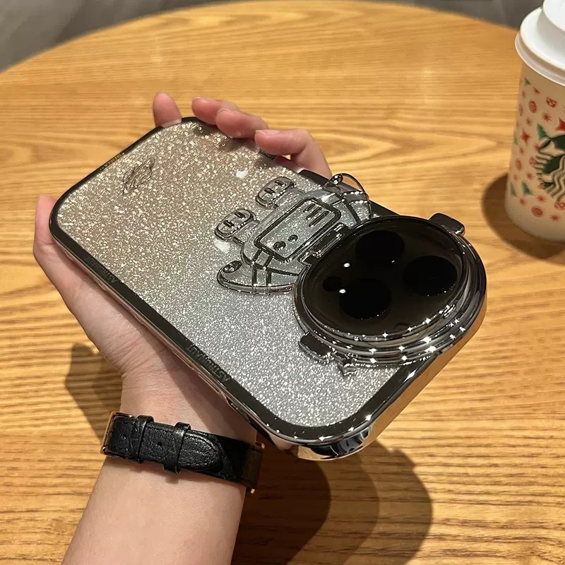 Glitter Astronaut Camera Stand Phone Case - Image 8