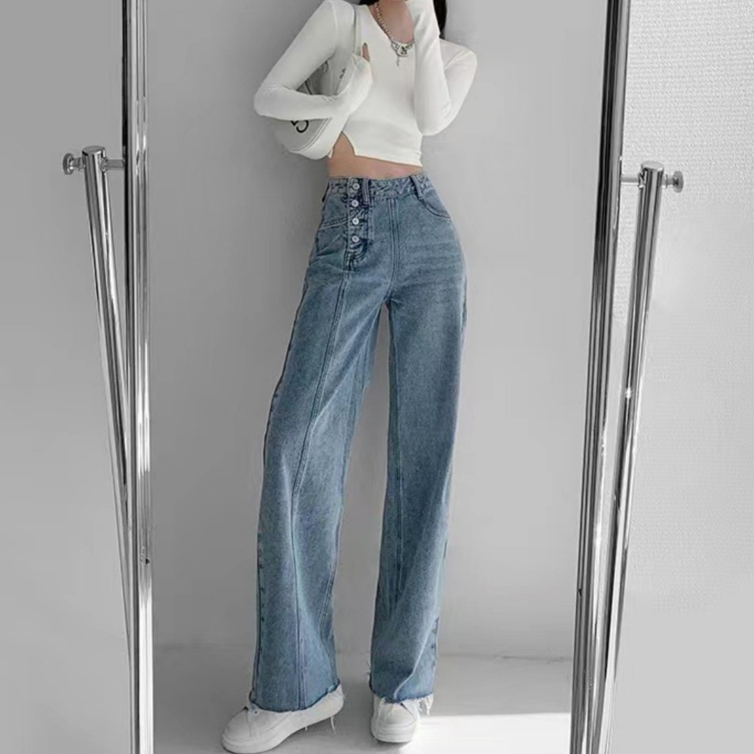 Straight-leg High Waist Jeans