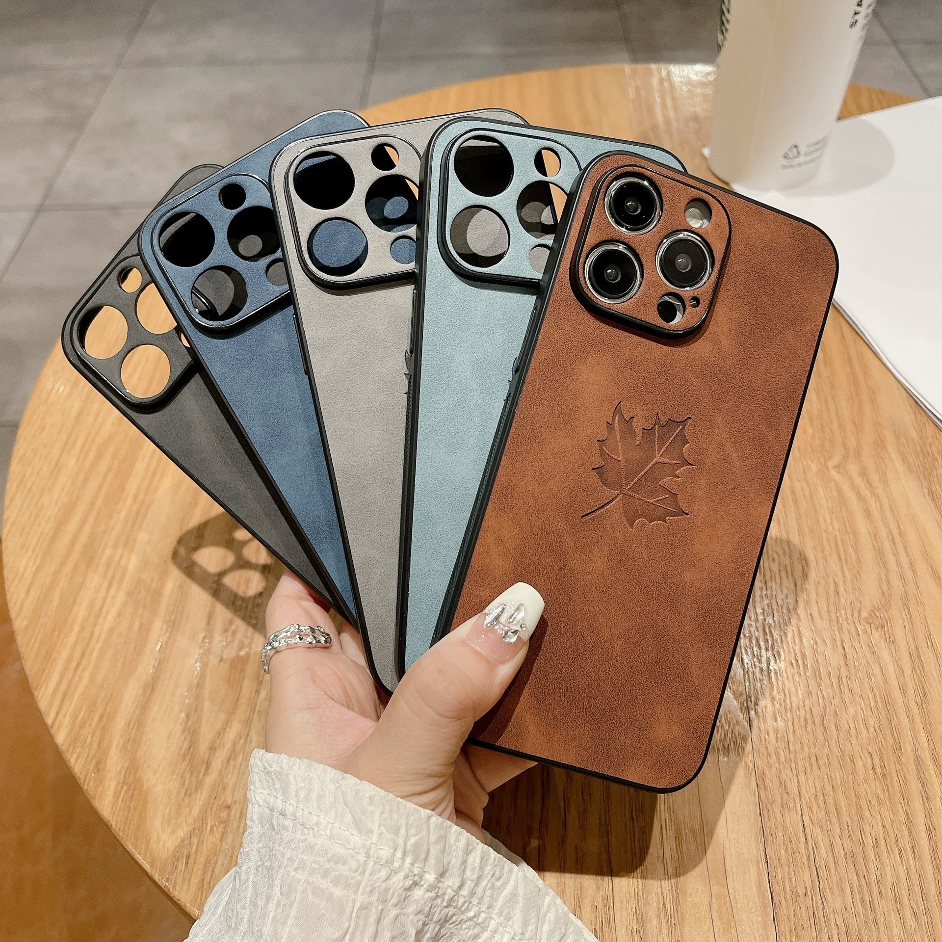 Lambskin Maple Leaf Phone Case