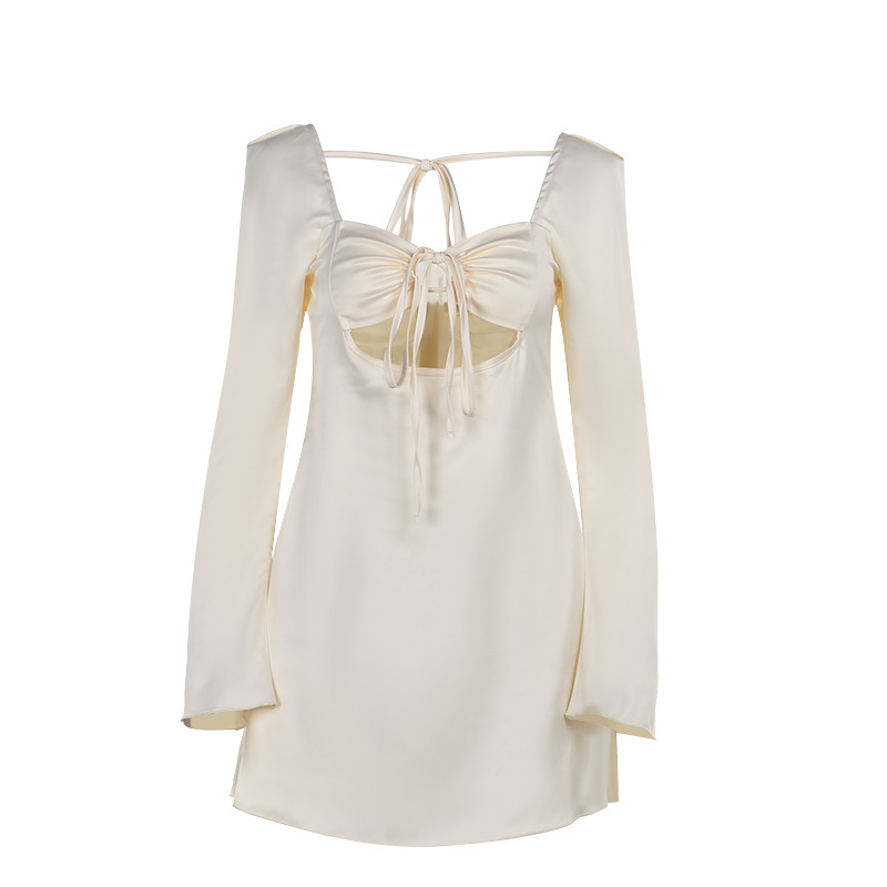 Fashion Slim-Fit Lace up Hollow Dress - Image 6