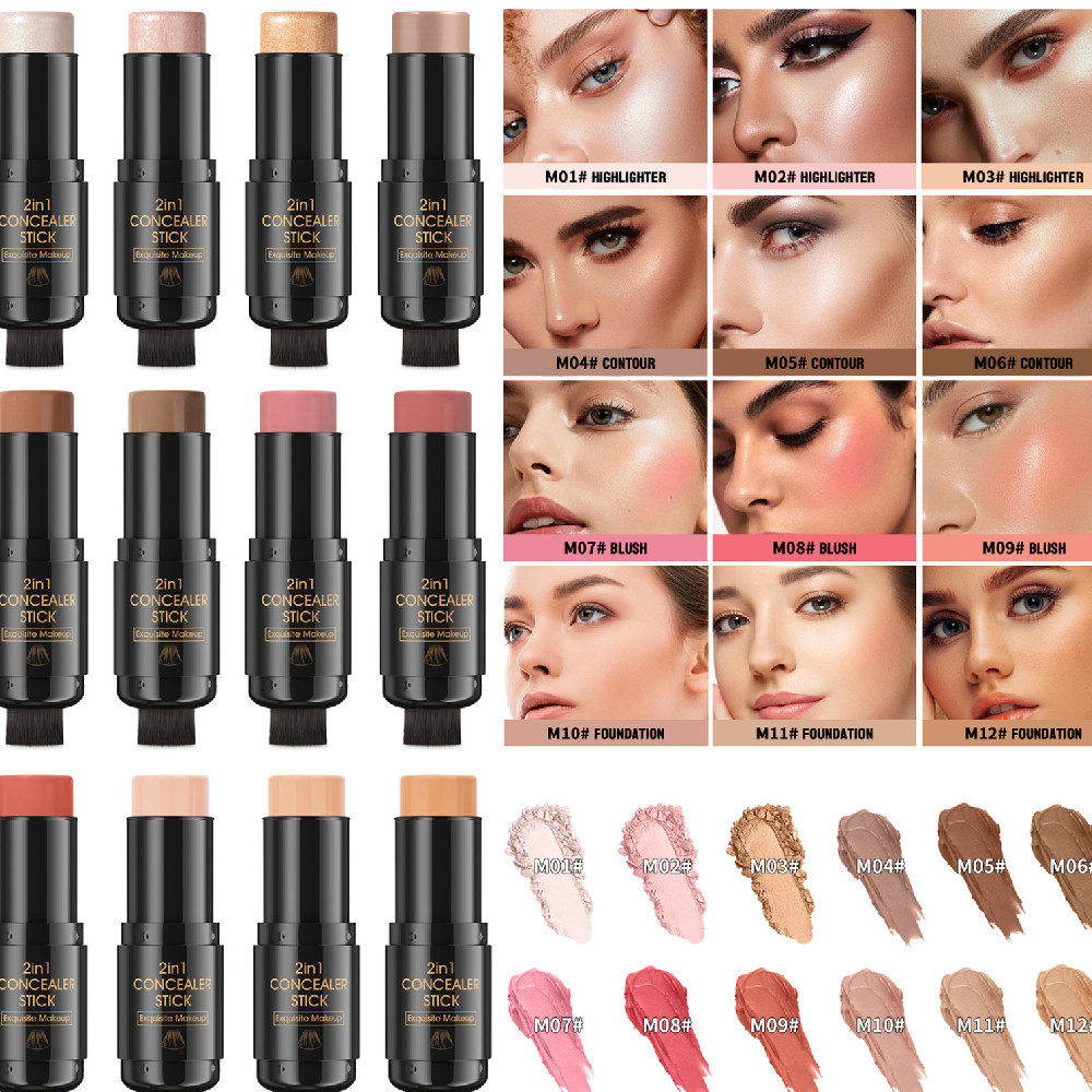 Double-headed Blush Contour Stick With Brush