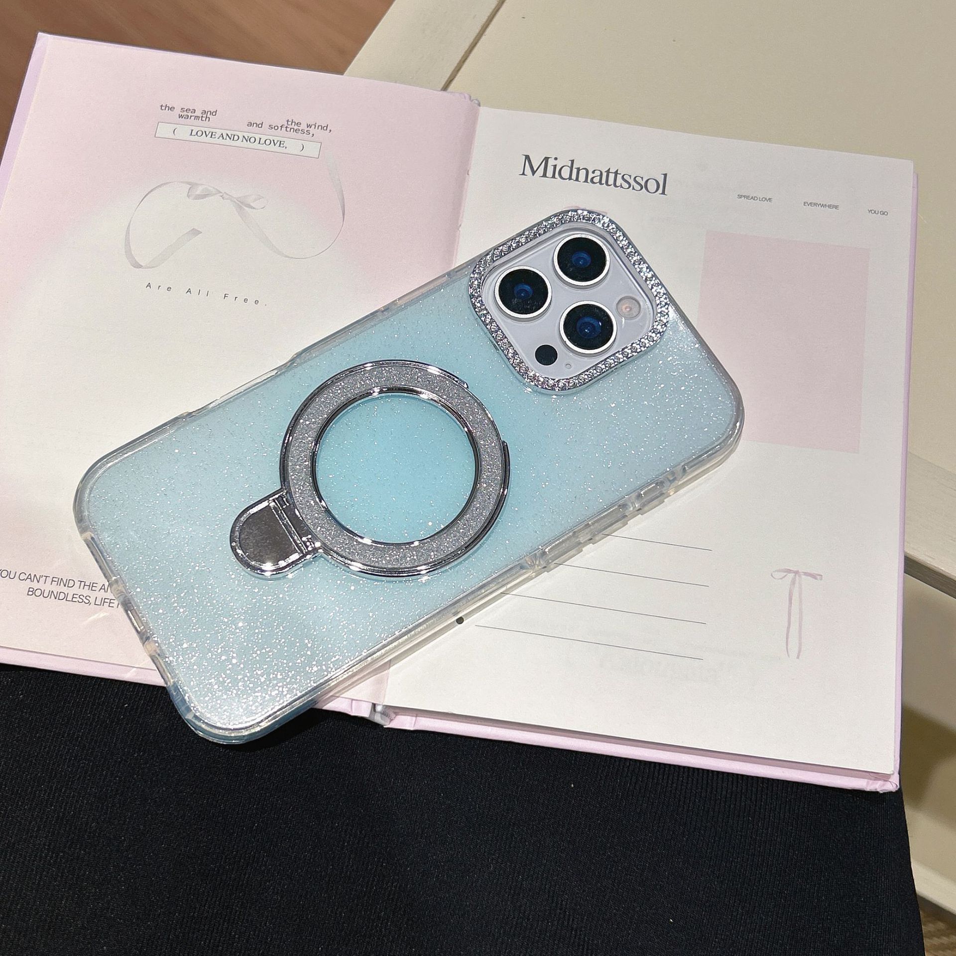 Epoxy Gradient Glitter With Rotating Bracket Mobile Phone Cases - Image 10