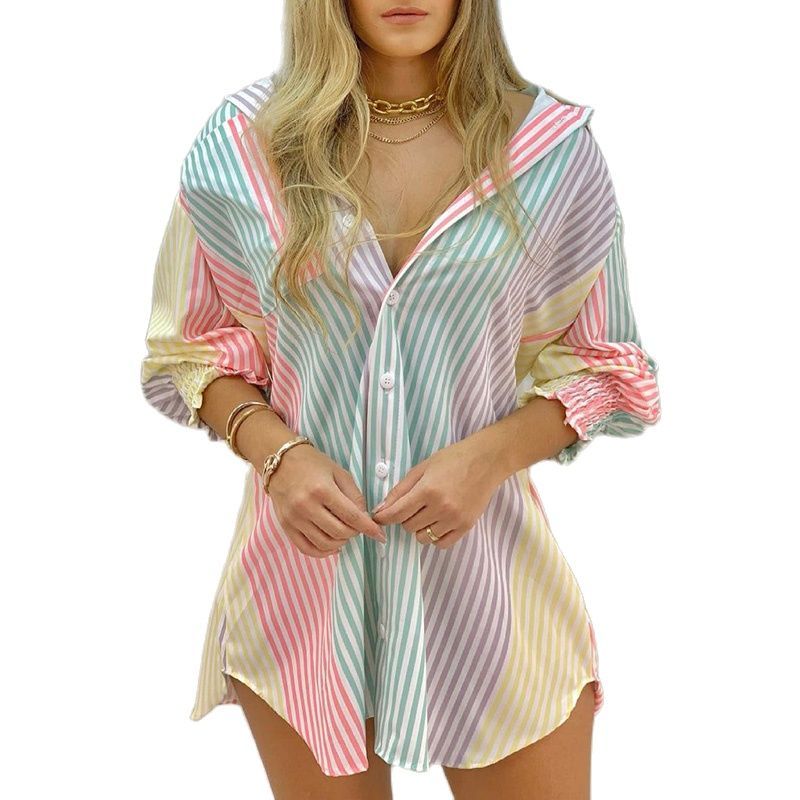Striped Print Loose Ladies Scratch Top - Image 2