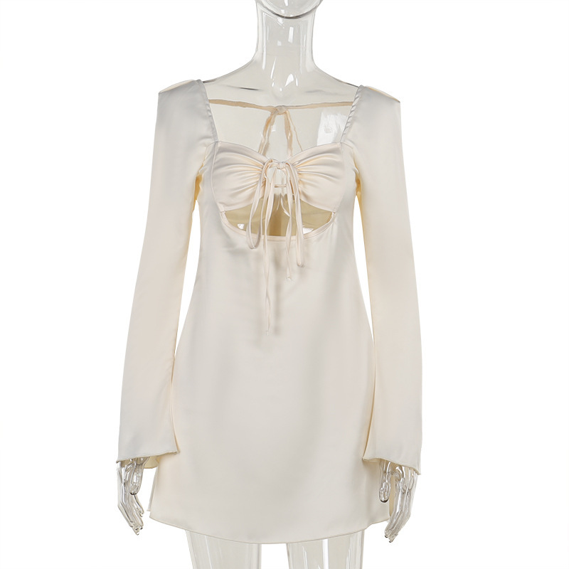 Fashion Slim-Fit Lace up Hollow Dress - Image 4