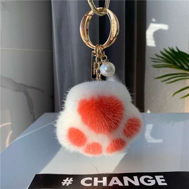 Plush Cat's Claw Fur Ornaments KeyChain - Image 2