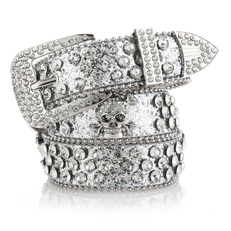 Women's Cowboy Style Skull Rhinestone Belt - Image 4