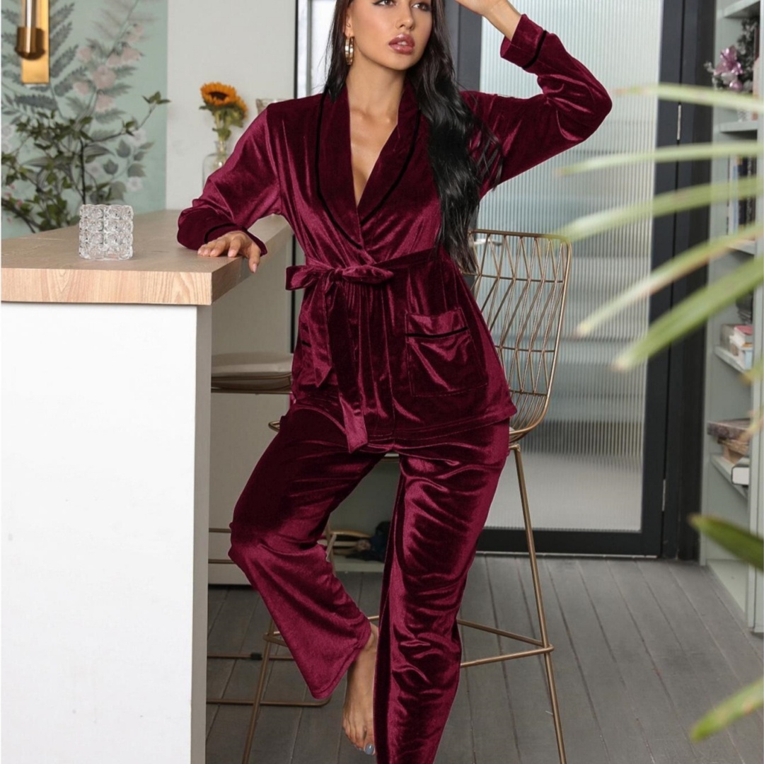 Women's Fleece-lined Thickened Loungewear Suit