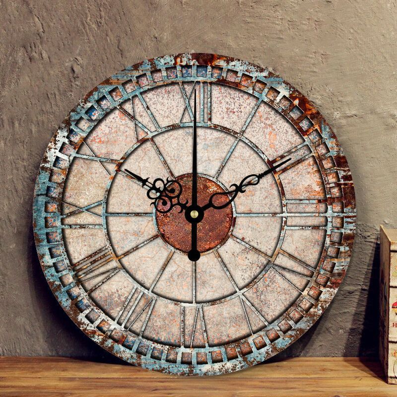 Round Rust Pattern Clock