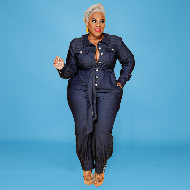 Plus Big Size Fat Denim Jumpsuit