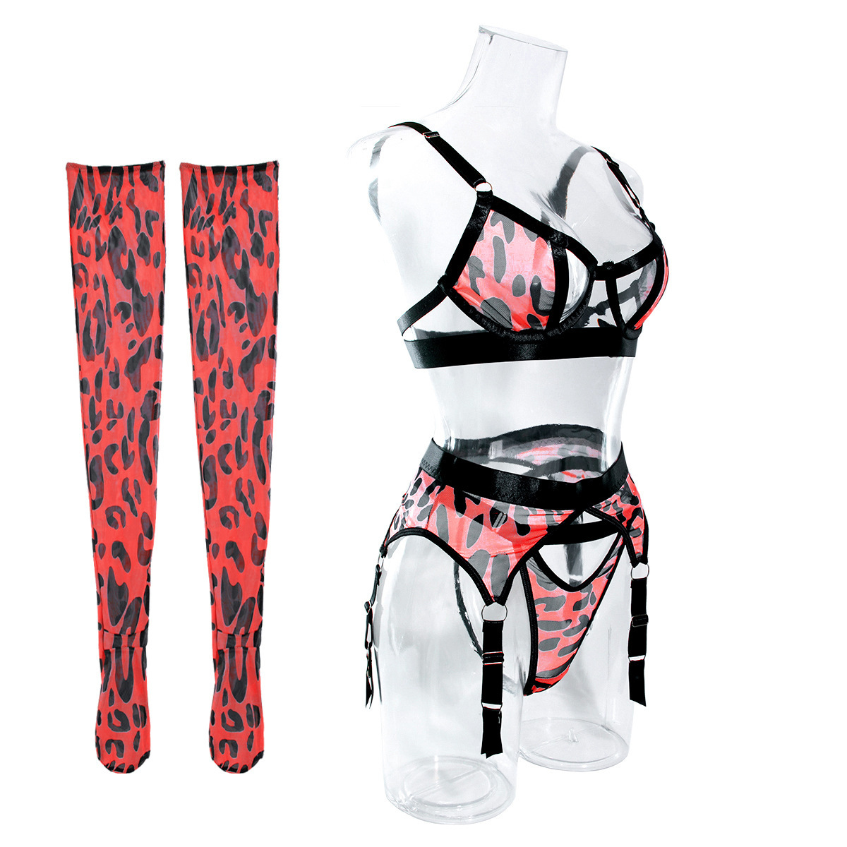 Leopard Print Mesh Hollow Lingerie - Image 6