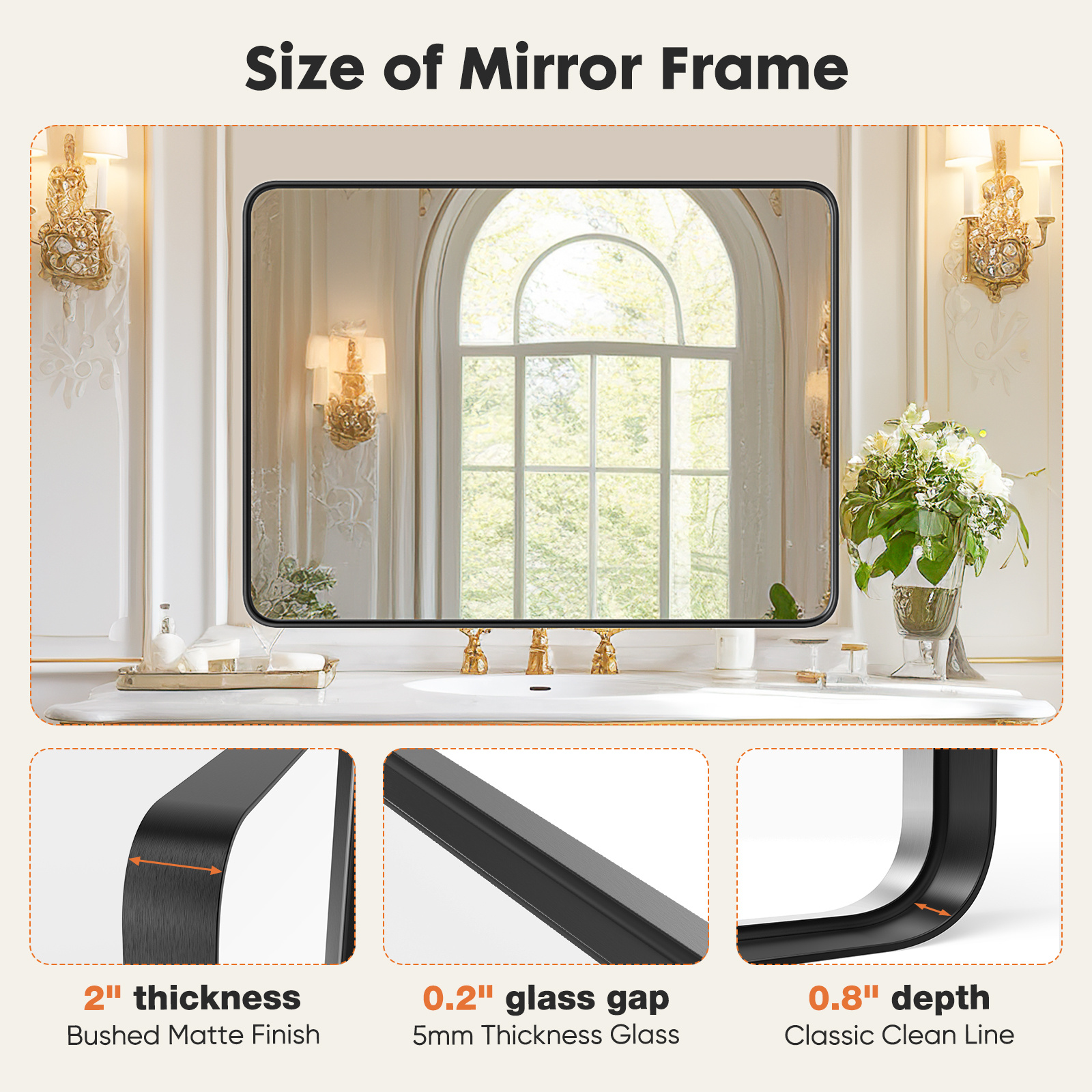 Wall Rectangle Vanity Bathroom Mirror - Image 3