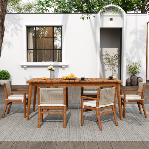 8-Person Outdoor Acacia Wood Dining Table - Image 3