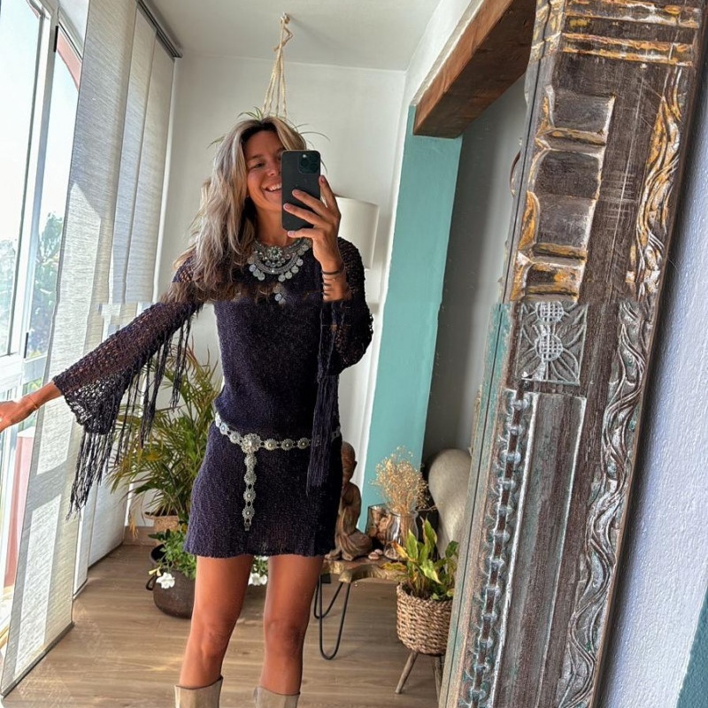 Sexy Cutout Pullover Long Sleeve Dress - Image 5