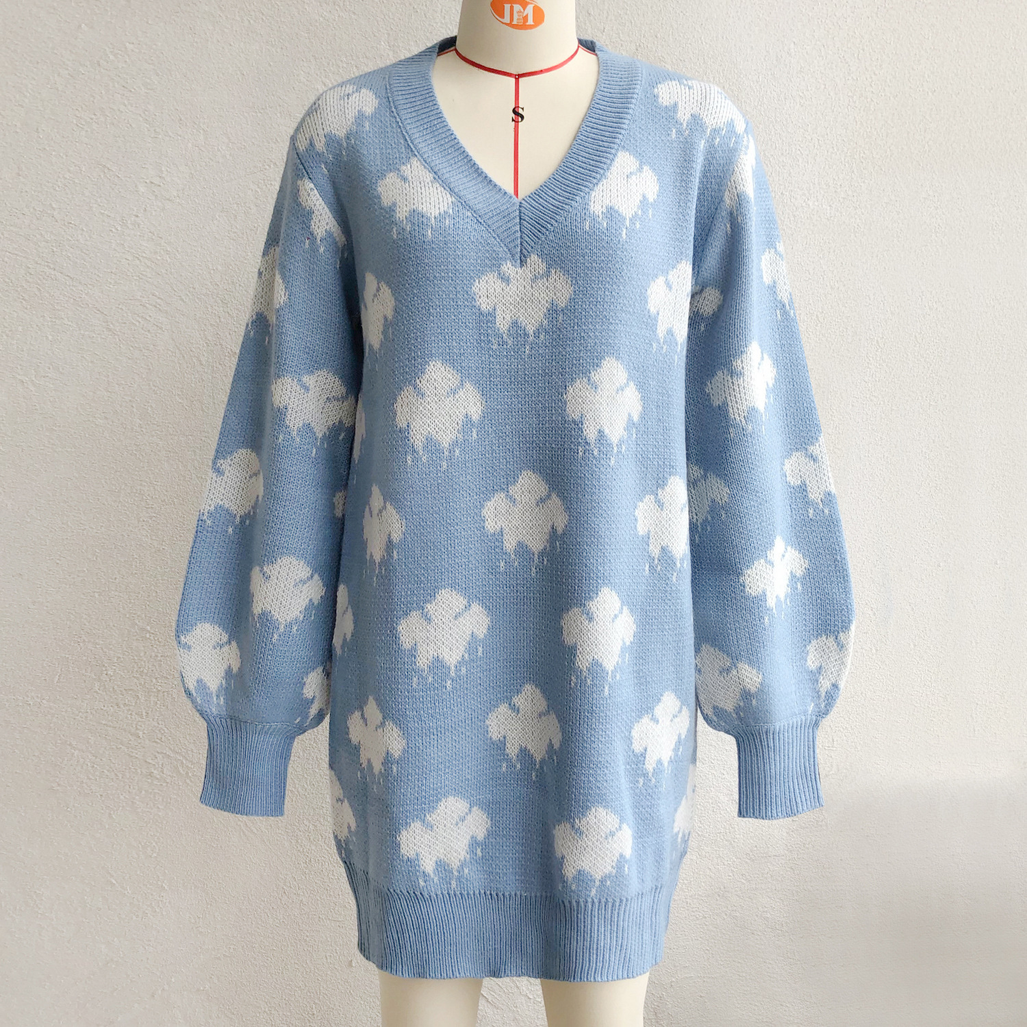 Knitted Lantern Sleeve Dress - Image 5