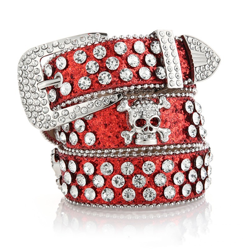 Women's Cowboy Style Skull Rhinestone Belt - Image 10
