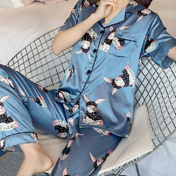 Short Sleeve Long Pants Loungewear Set - Image 3