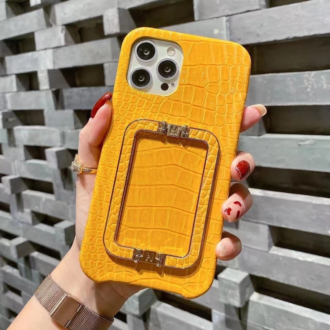 Leather Metal Square Buckle Bracket Phone Case - Image 8