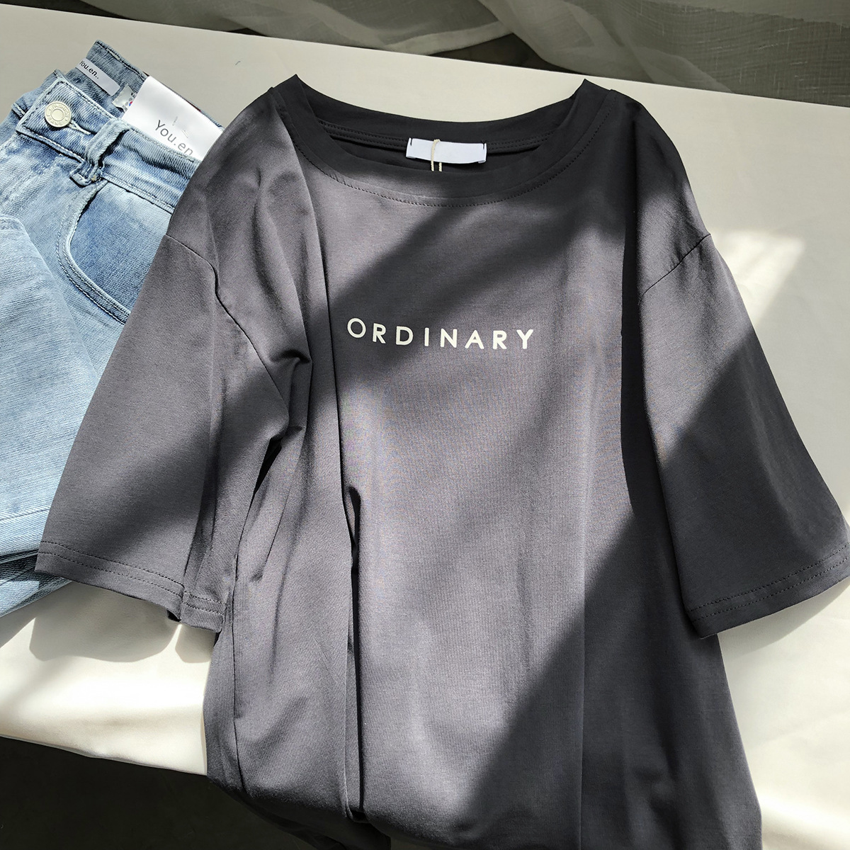 Ins Loose Casual Simple Letter Short-Sleeved Top - Image 7