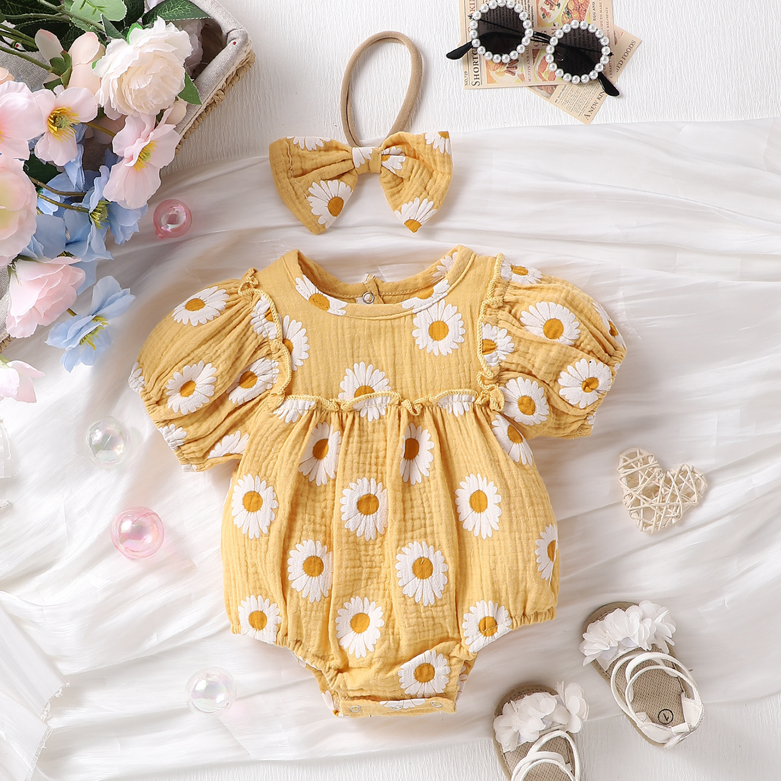 Cheerful Sunflower Rompers