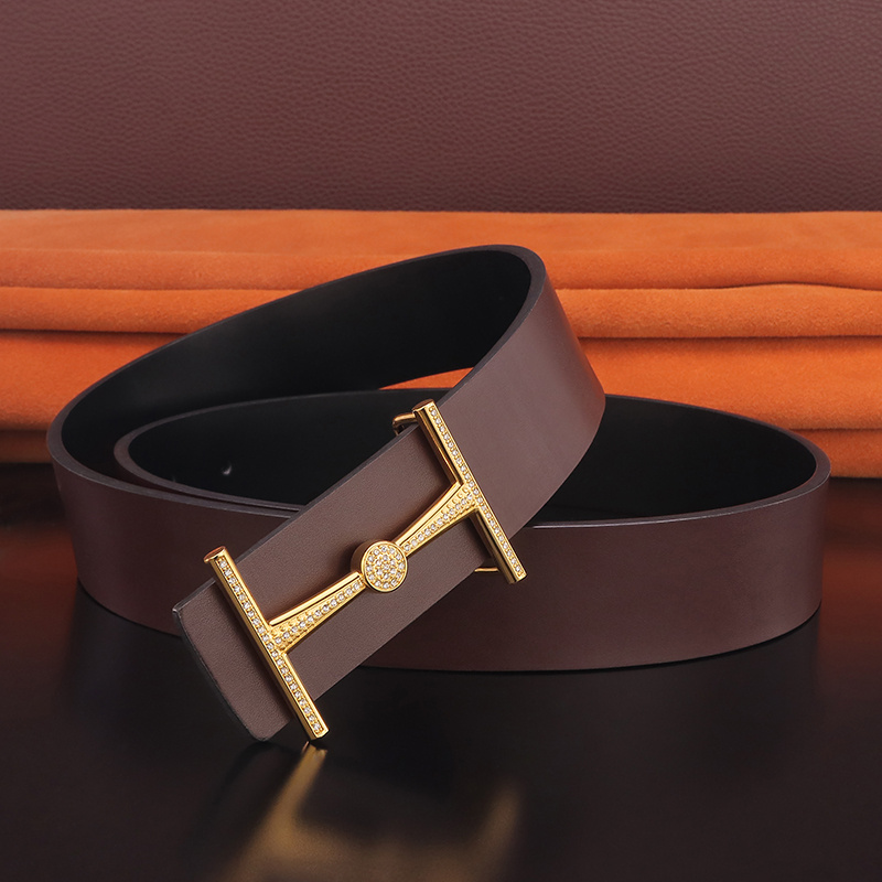 Simple Youth Men's Leather Smooth Buckle Belt - Image 4