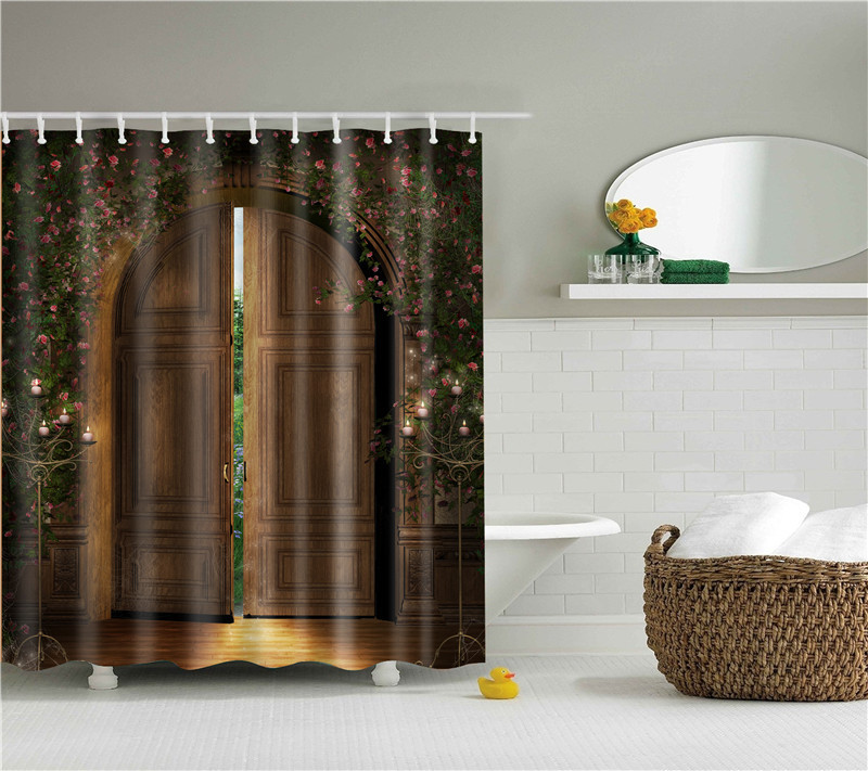 Waterproof Garden Flowers Scenery Shower Curtain - Image 5