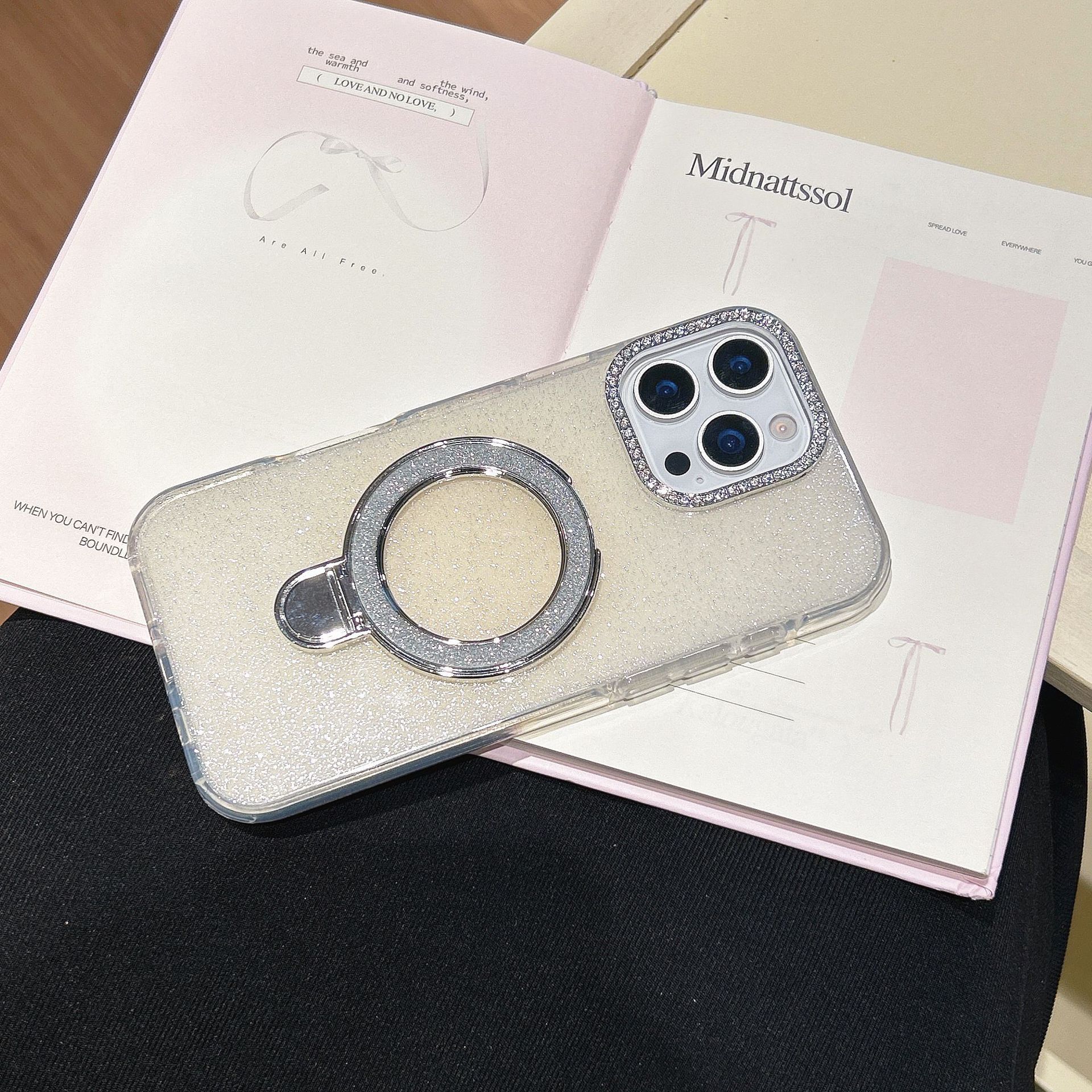 Epoxy Gradient Glitter With Rotating Bracket Mobile Phone Cases - Image 9