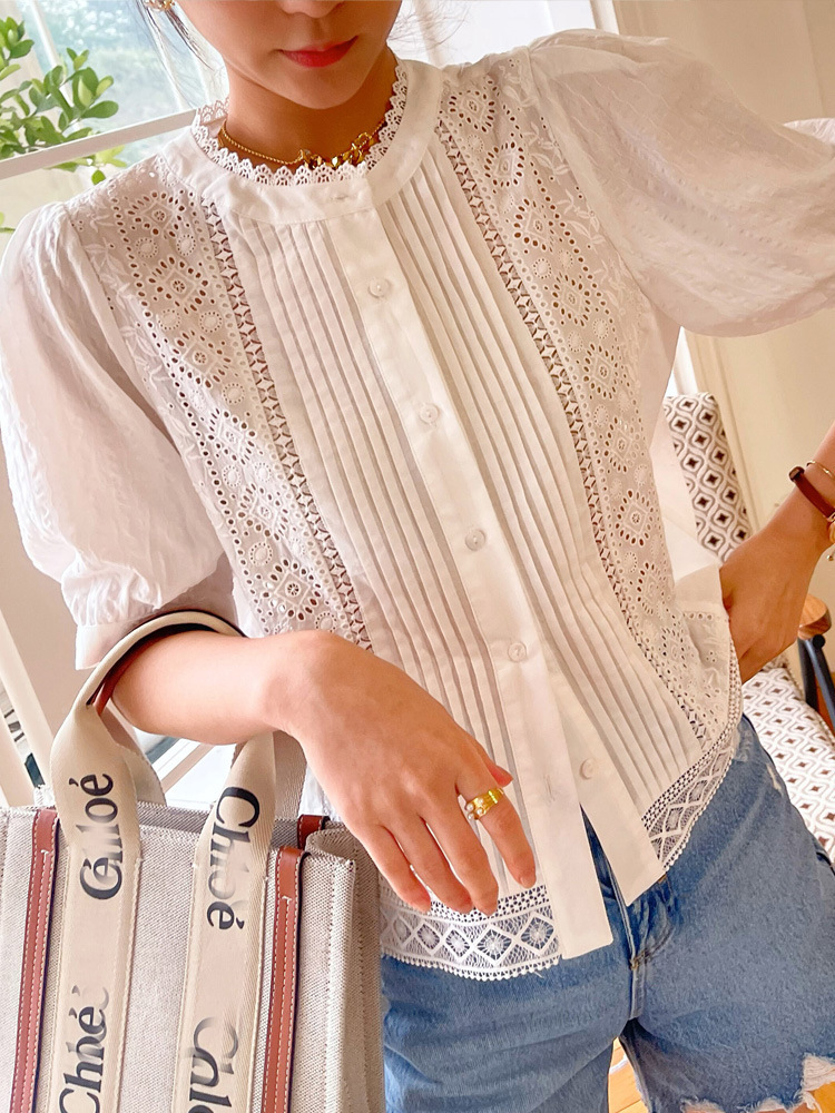 French White Embroidered Shirts - Image 5