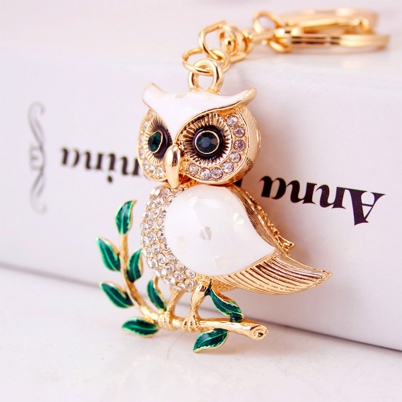 Creative Diamond Inlaid Owl Car Keychain Pendant - Image 2