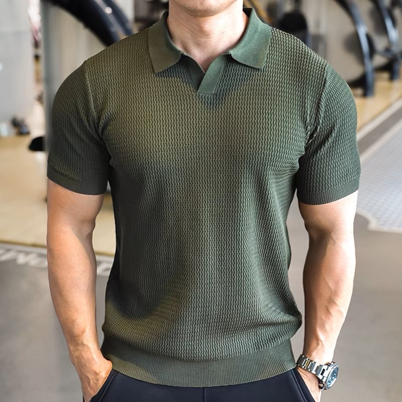Button Henry Collar Sports Polo Shirt