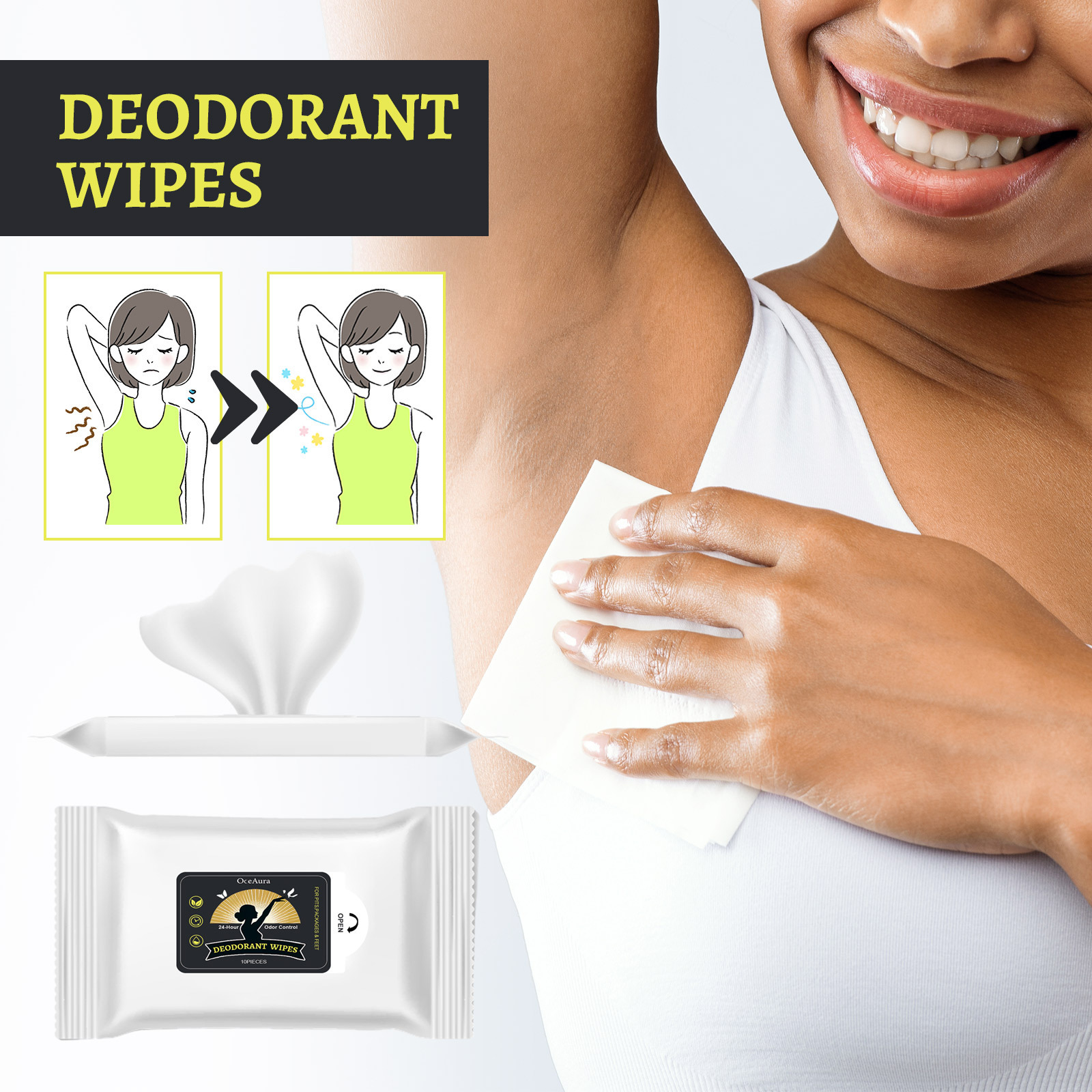 Odor Deodorant Exercise Sweating Body Wipes
