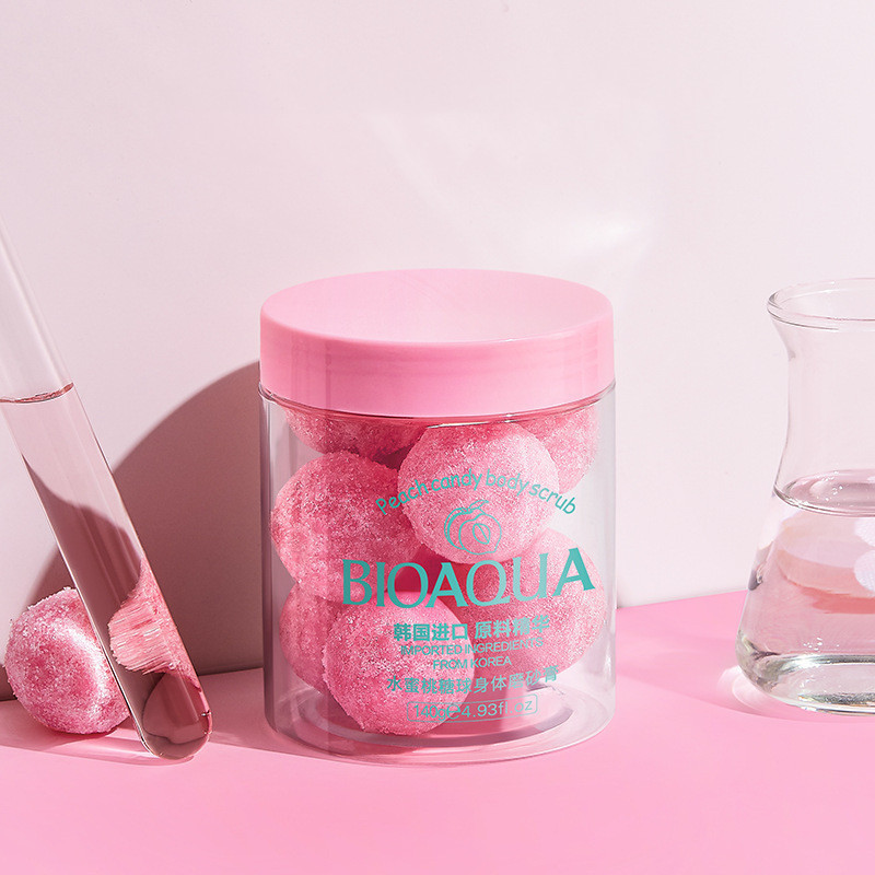 2 In 1 Peach Ball Bath And Body Scrub