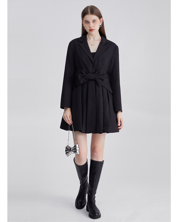 French Little Fragrant Bowknot Black Dress - Image 4