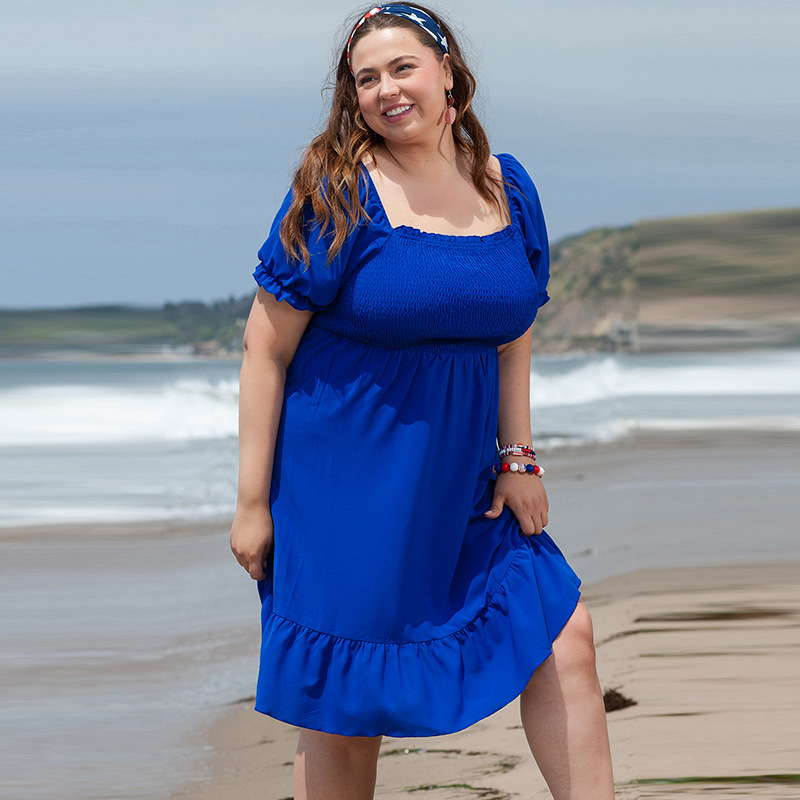 Cute Ruffled Loose Plus Size Short Sleeve Dress