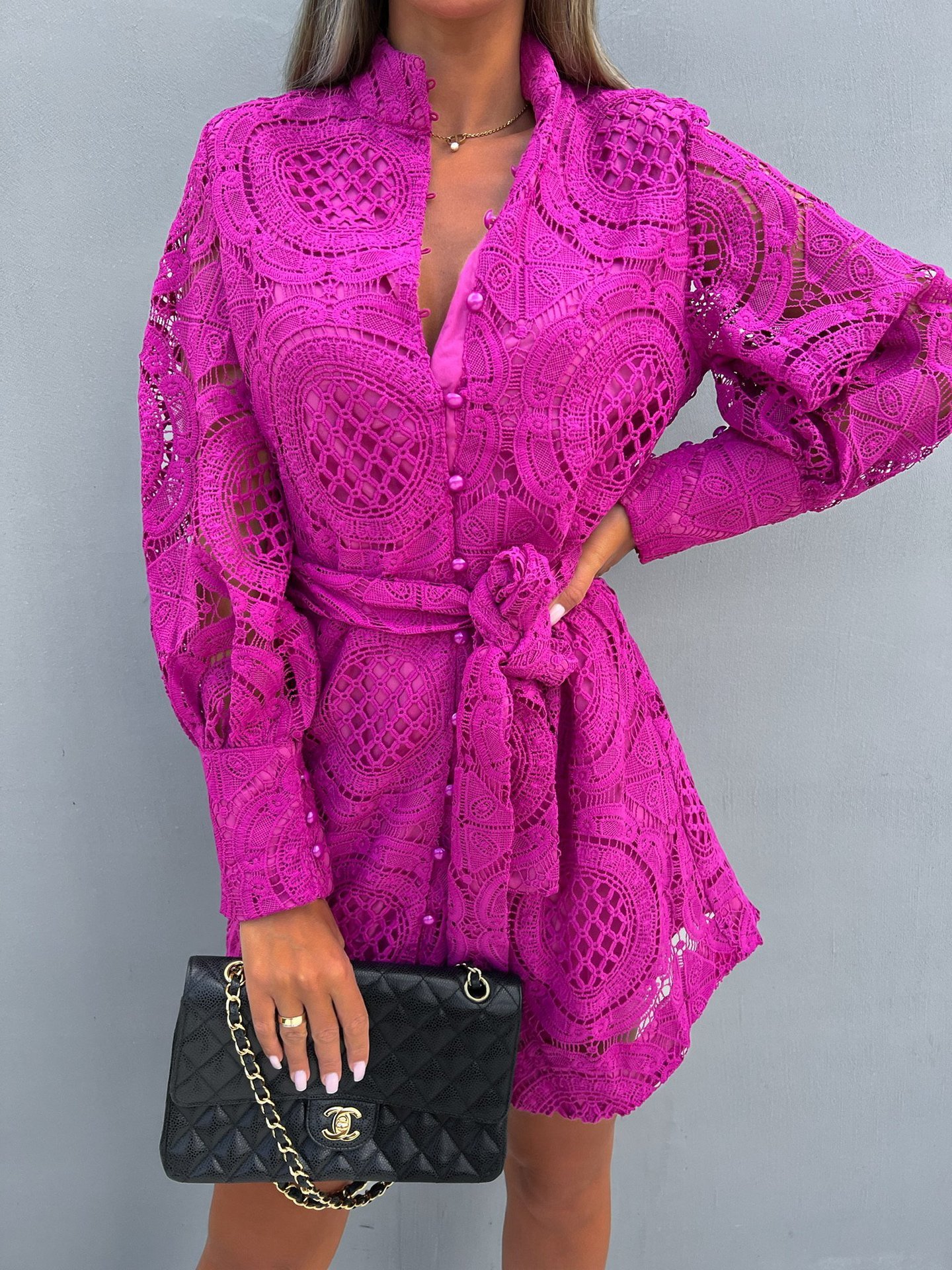 Long Women Hollowed Lace-up Dress - Image 7