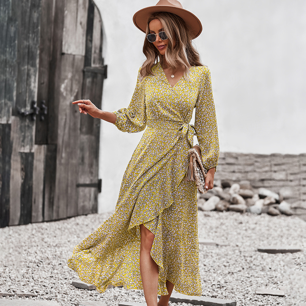 Floral Dress With Chest Wrap - Image 4