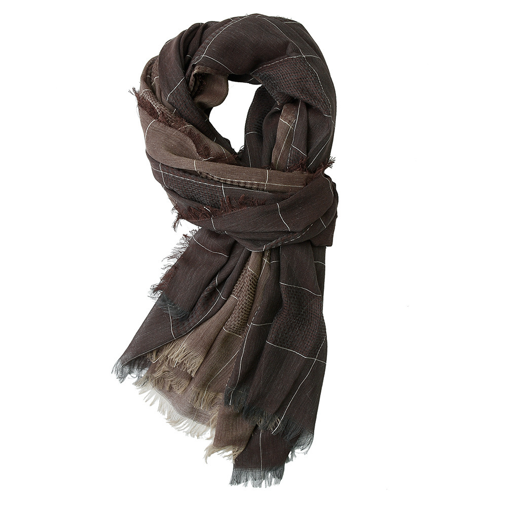 Patchwork Plaid Tassel Scarf - Image 6