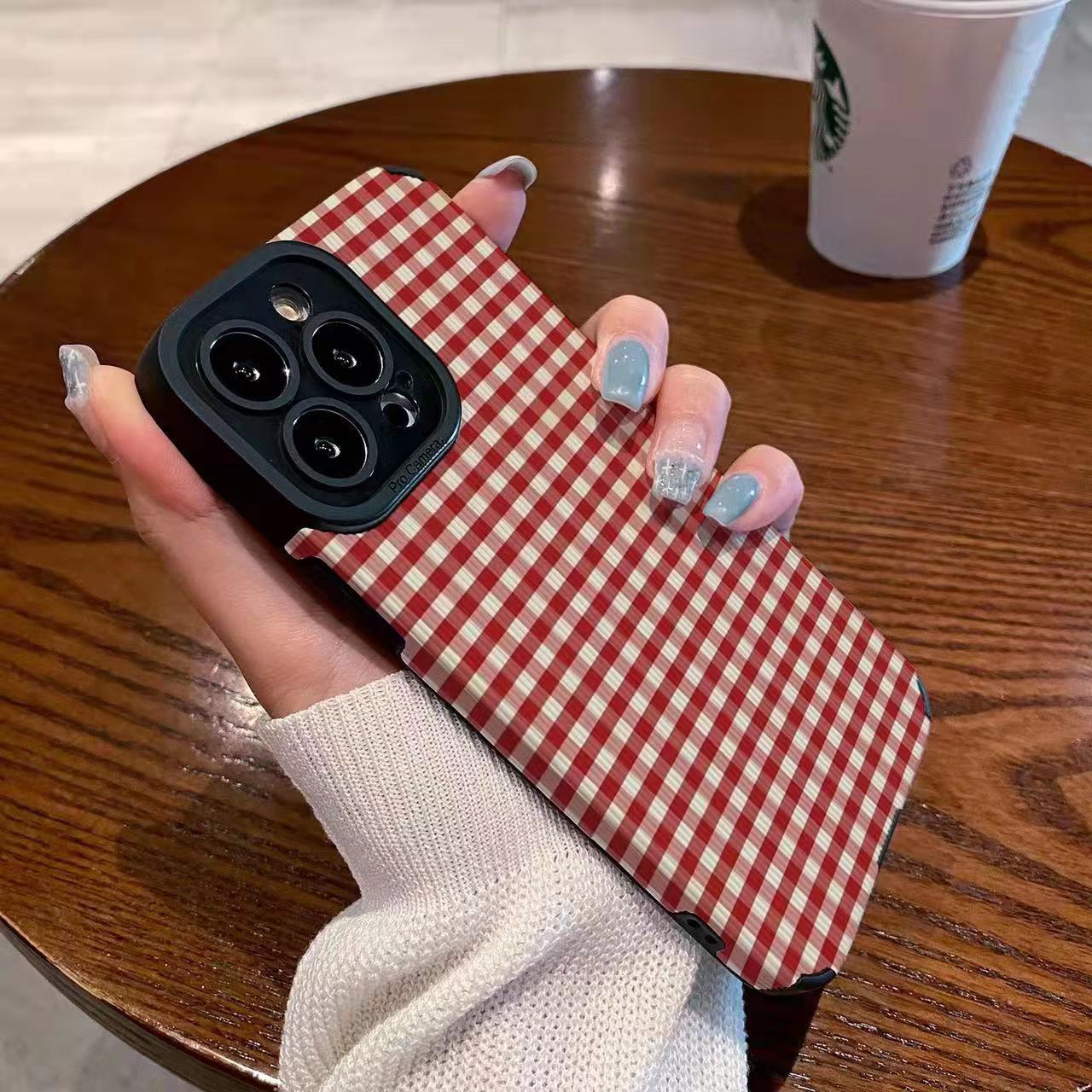 Lambskin Fully-Encased Soft Plaid Phone Case - Image 4