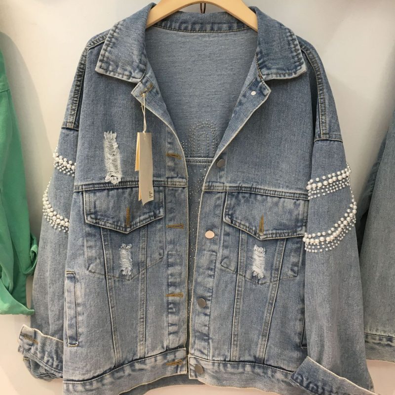 Light Blue Beaded Denim Jacket