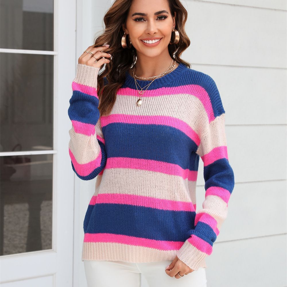 Wide Striped Pullover Base Knitwear Sweater - Image 4