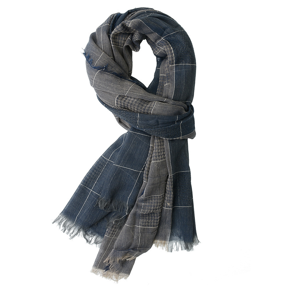 Patchwork Plaid Tassel Scarf - Image 3