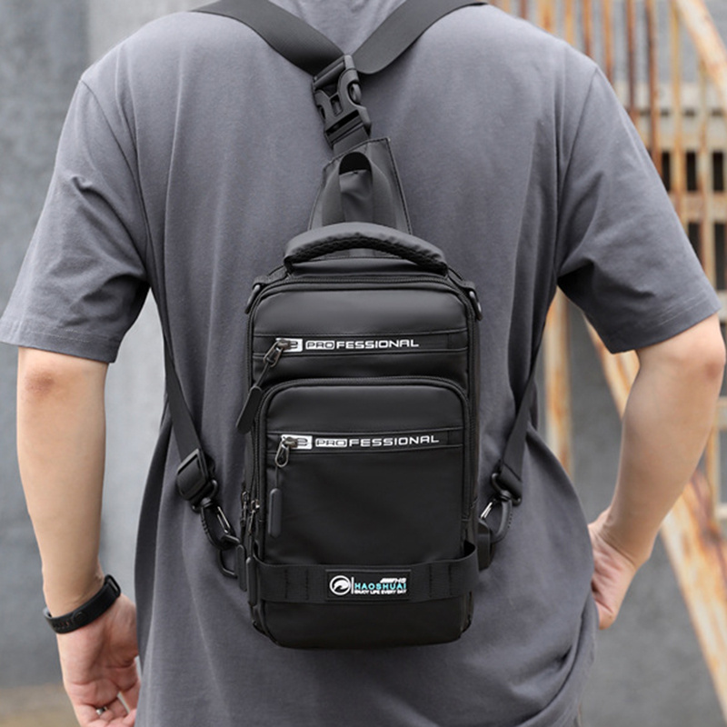 Multifunction Crossbody Nylon Backpack With USB Port - Image 8
