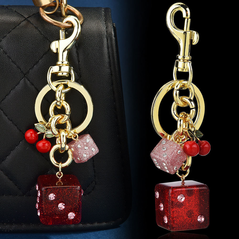 Dice Bag Hanging Vintage Cherry Keychain Pendant - Image 6