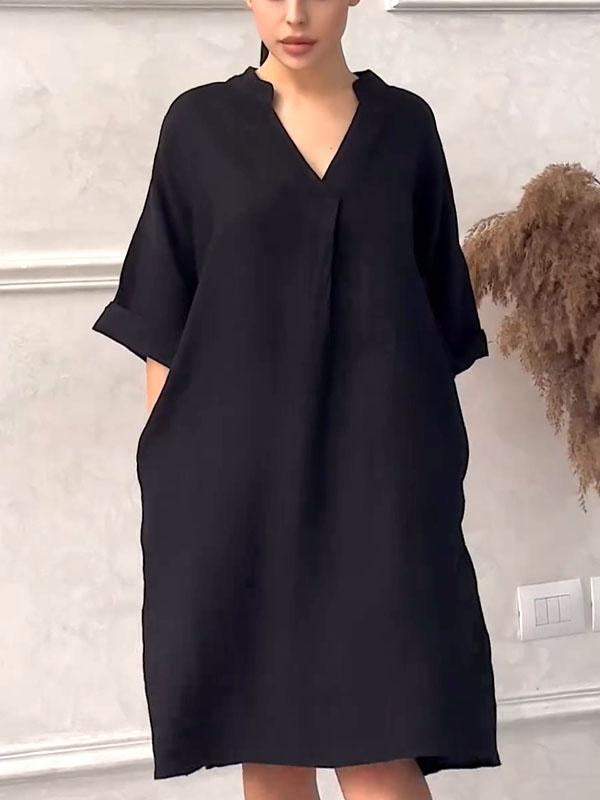 V-neck Loose Plus Size Dress - Image 4