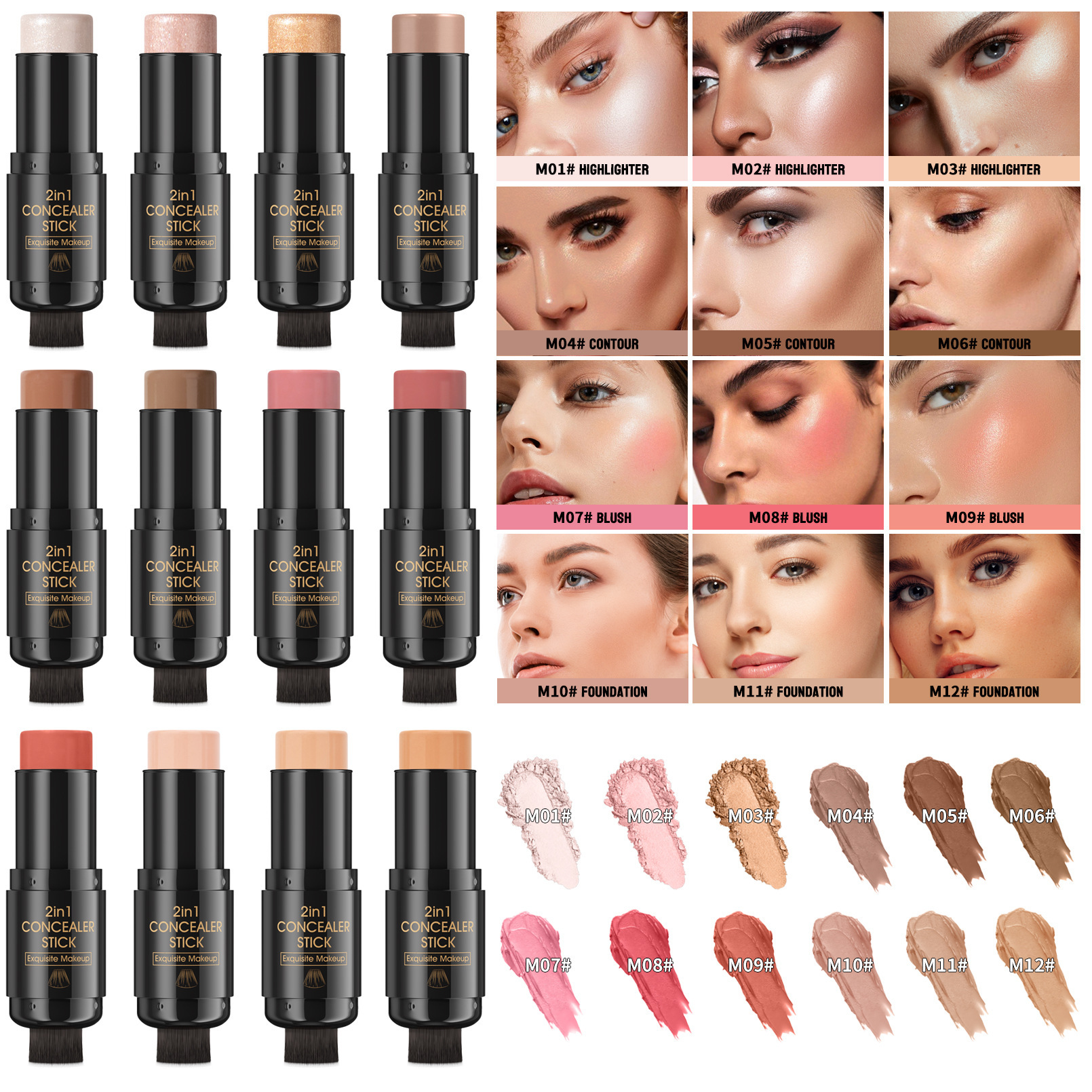 Double-headed Blush Contour Stick With Brush - Image 4