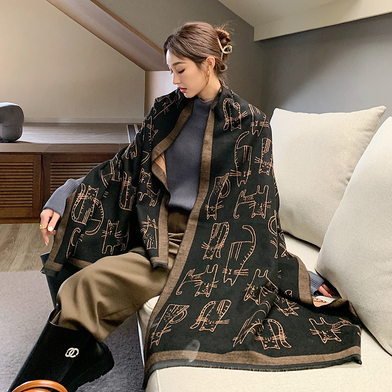 Women's Faux Cashmere Print Long Scarf