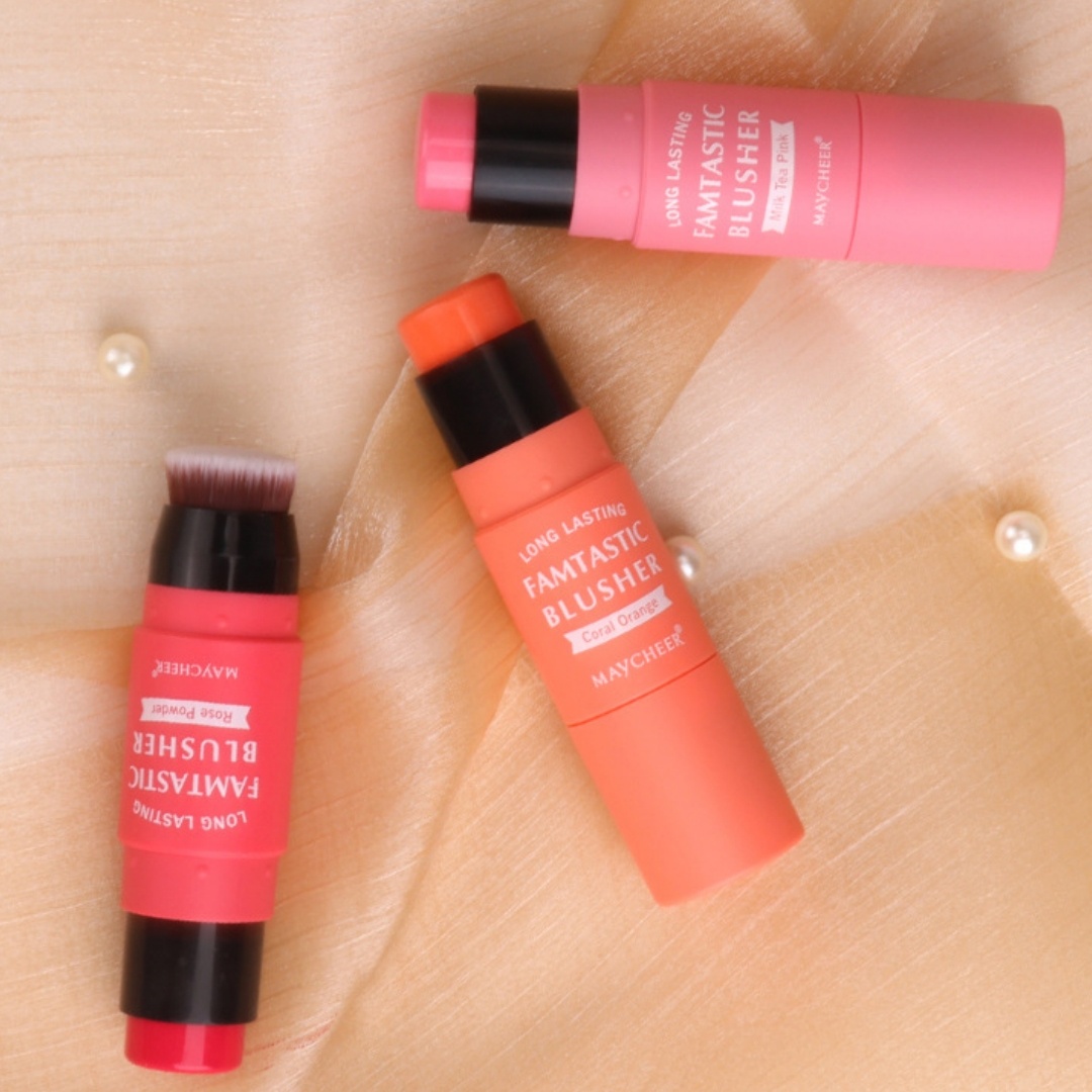 Portable Two-in-one Thin And Glittering Blush Stick
