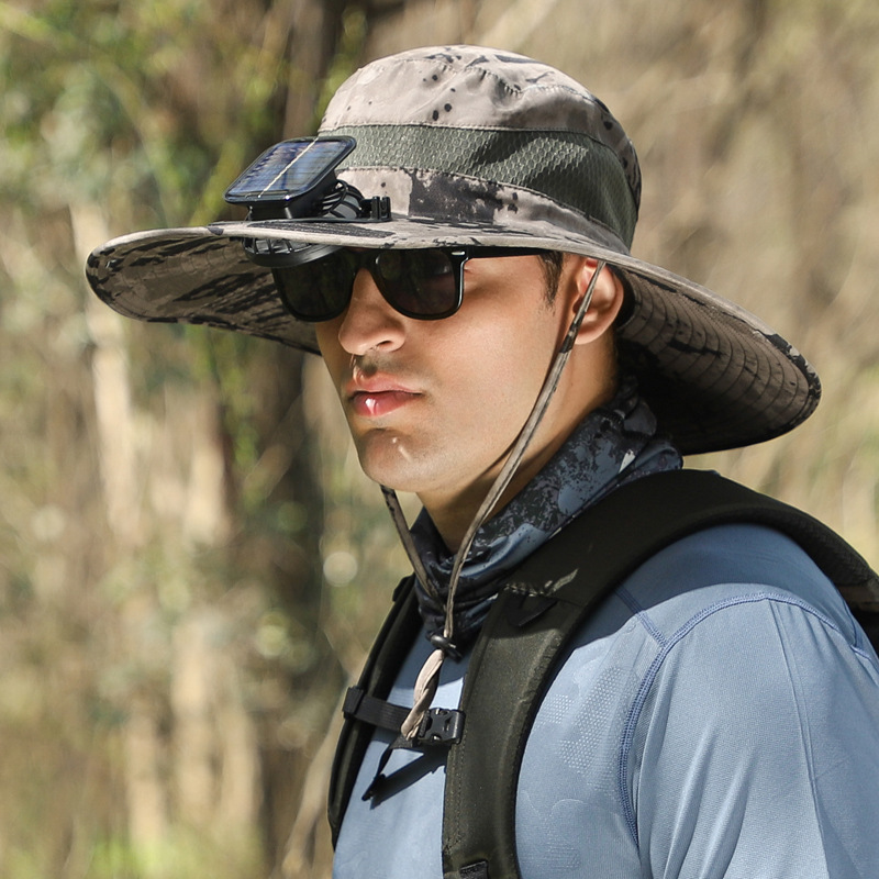 Outdoor Solar Rechargeable Wide Brim Fan Hat - Image 9